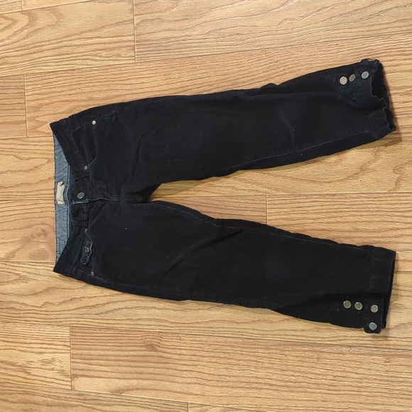 Paige navy blue corduroy cropped pants size 26" button hem stretch - Picture 1 of 5